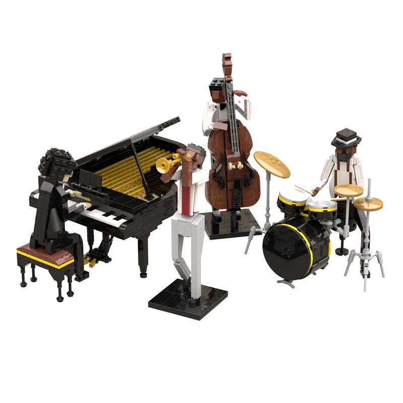 Art Decorative Tableware Jazz Quartet Piano Drum Trumpet Double Bass Chinese Assembled Educational And Decompression Toys