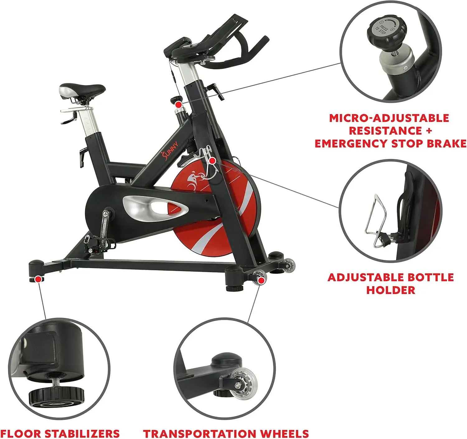 Sunny Health & Fitness Evolution Pro Bicicleta de ciclismo com tração magnética para exercícios internos