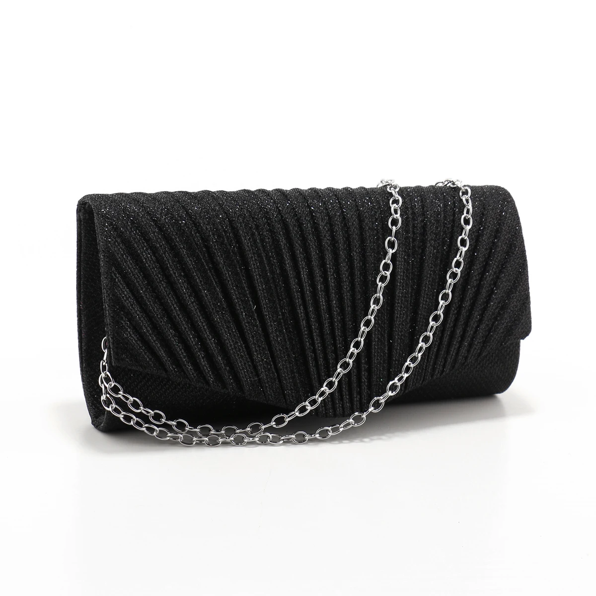 Fashion Women Evening Bags Ruched Sequined Chain Shoulder Clutch Envelope Design Mixed Color Handbags