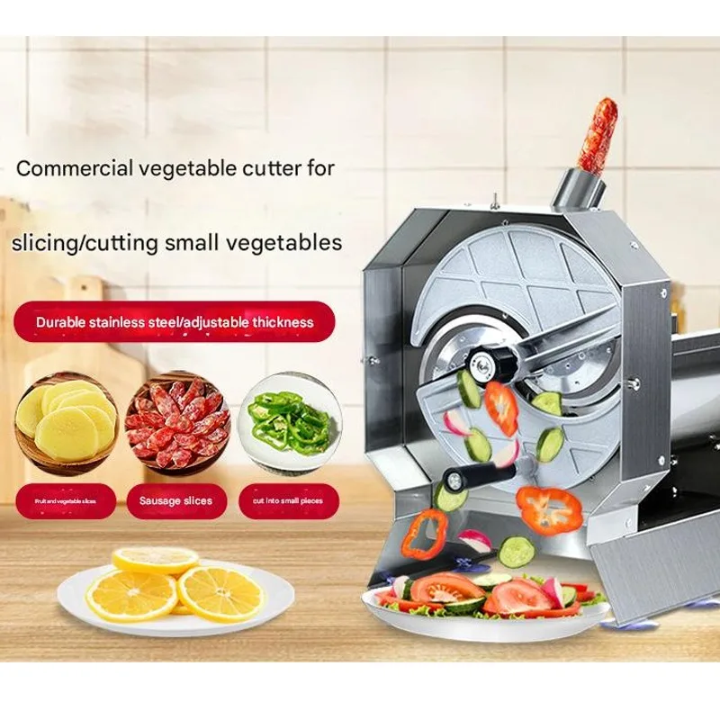 Vegetable Fruit Slicer Electric Onion Cabbage Slicing Machine 0.1-13mm Thickness Adjustable Stainless Steel Food Shredder Cutter