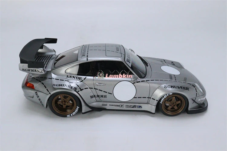 GT Spirit 1:18 993 RWB Widebody Modified Silver Pig Resin Car Model Decorative objects Static cars Collectibles Gifts Miniatures