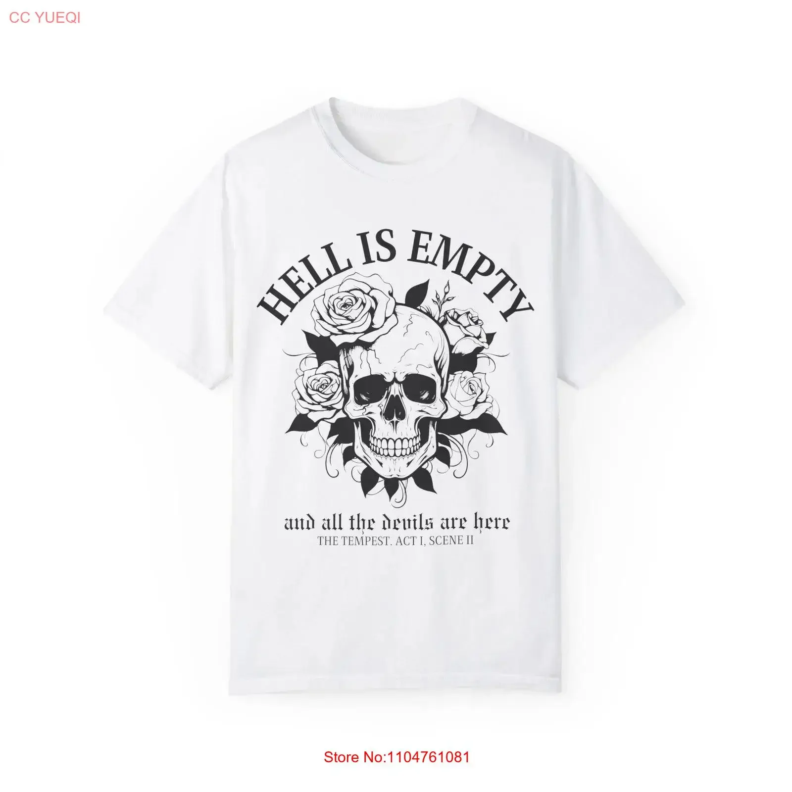 Hell is Empty Shakespeare Quote Comfort Color T shirt Garment Dyed The Tempest Clothing vintage Washed Unisex Stylish