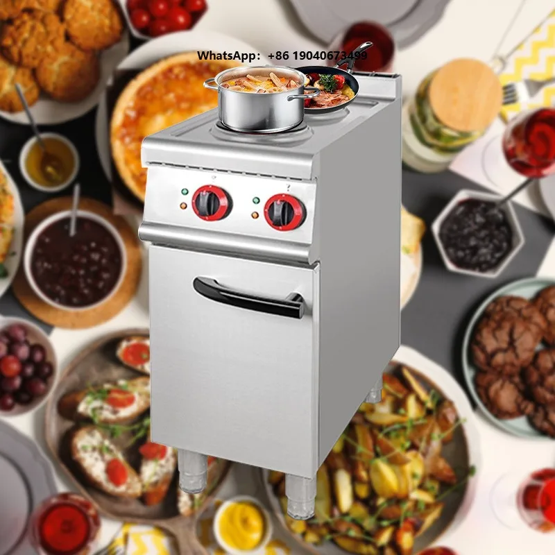 Vertical Electric Two-head Circular Cooking Stove with Cabinet Base, Commercial Slow-fire Heating Sauce Mixing Machine FWX