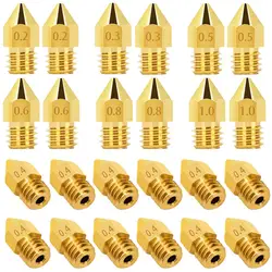 24PCS 0.2-1.0mm Mixed Sizes Extruder Nozzles 3D Printer Nozzles for MK8 for Makerbot Creality CR-10 Ender 3 5 Anet A8 A8+ ET4