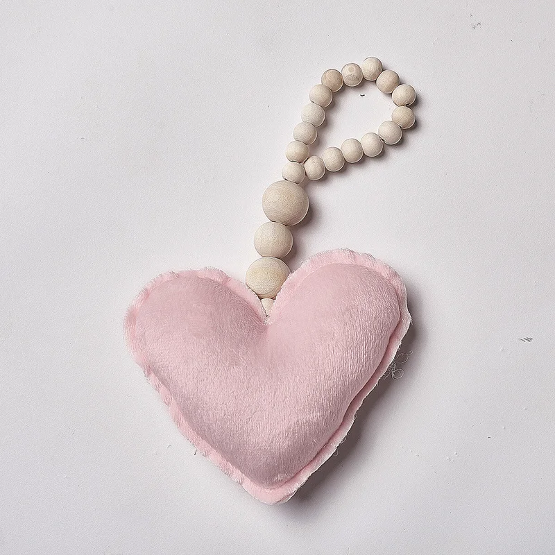 Mordedor de madera para bebé, cuidado Dental para recién nacido, cochecito de bebé, juguete colgante, corazón, estrella, accesorios de fotografía, decoración de ropa de cama para bebé