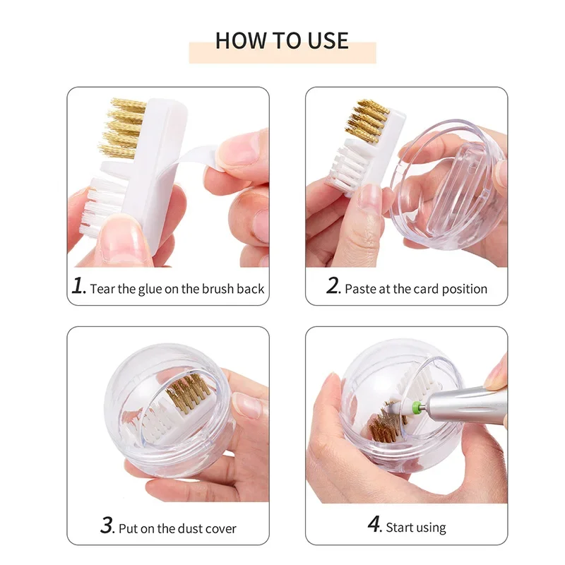 Elektrische nagelboren Reinigingsborstel met stofdichte doos Draagbare manicuresnijder Reinigingsmiddel Koperdraadborstel Schoon gereedschap