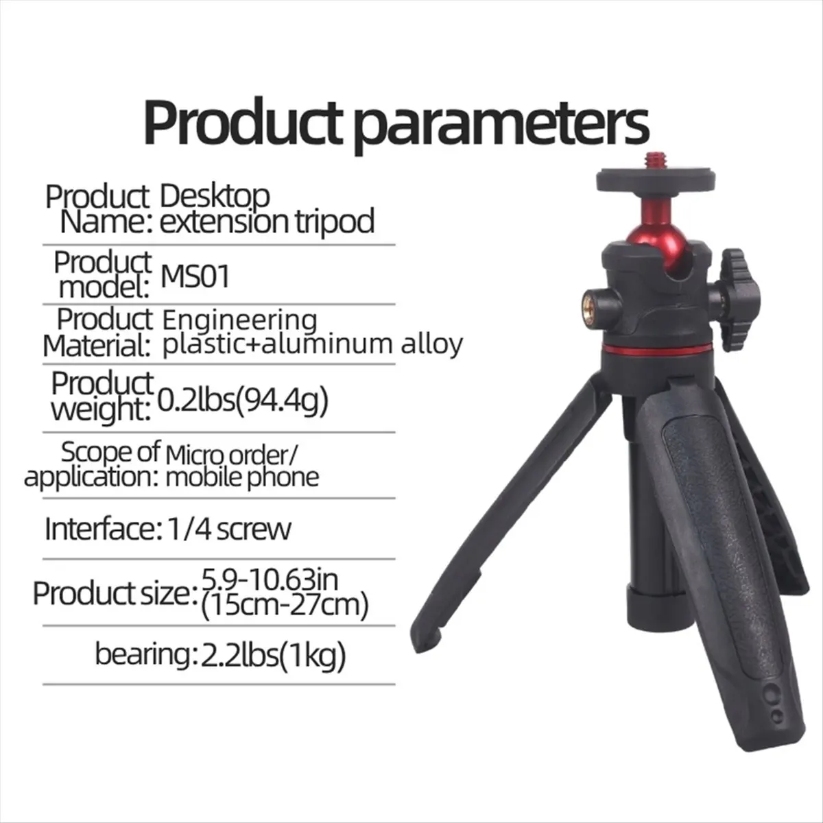 plplp Desktop Extension Tripod Handheld Portable Mount for GoPro Hero 12 11 10 9 Insta360 X4 X3 DJI Osmo Action 4 3 Accessorie