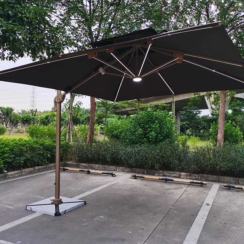 

Energy Saving Outdoor Umbrella Patio Umbrellas Aluminium Outdoor Garden Parasol Beach Umbrella With Led