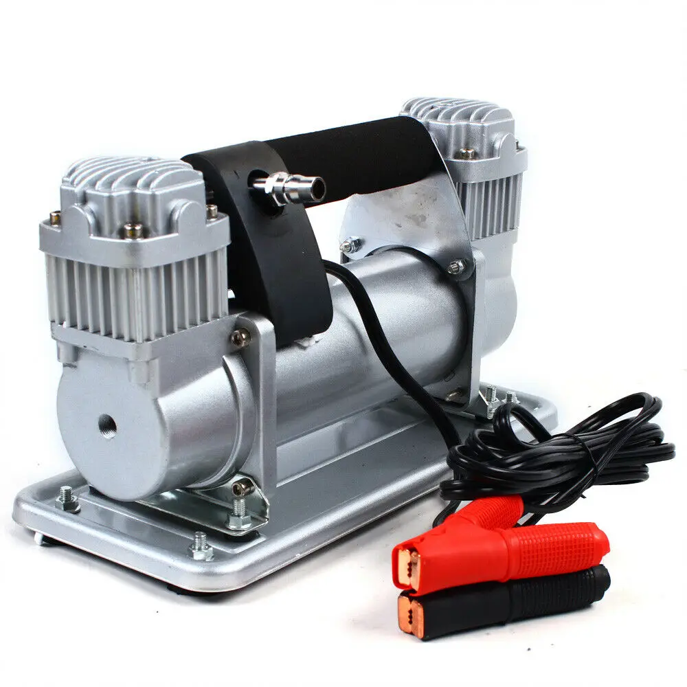 12V 480W Heavy Duty Metal Double Cylinder Pump Air Compressor Auto Tire Inflator