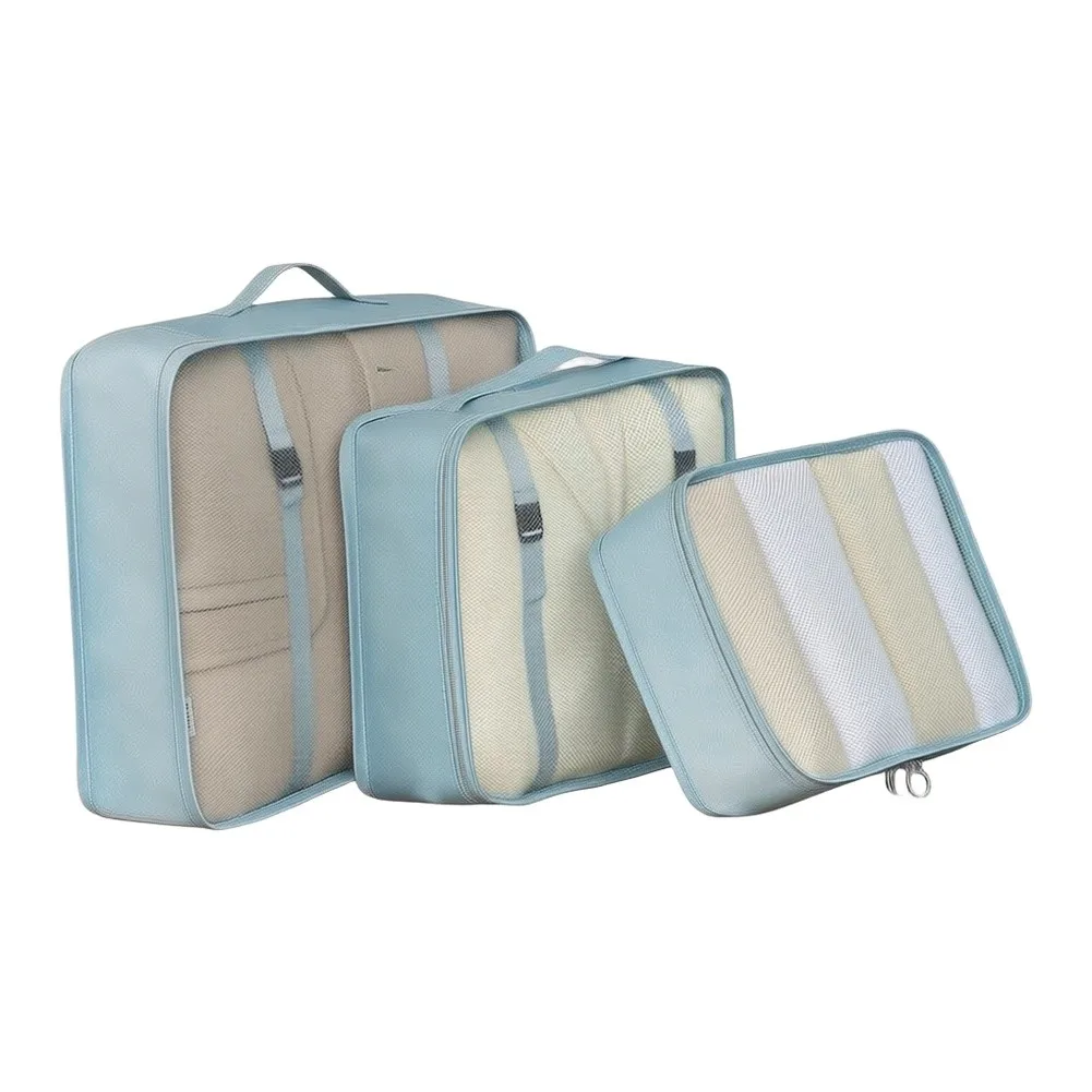 Packing Cubes Set 3pcs Water Resistant Travel Organizers for Clothes Accessories with Secure Buckle Fastening and Double Zipper