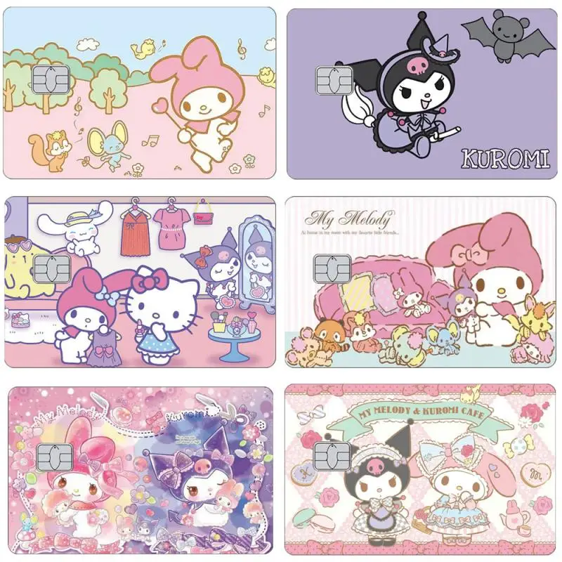 

31 Models Sanrios Kuromi My Melody Anime Kawaii Hello Kitty Diy Card Skin Stickers Cartoon Small Credit Debit Card Sticker Toys