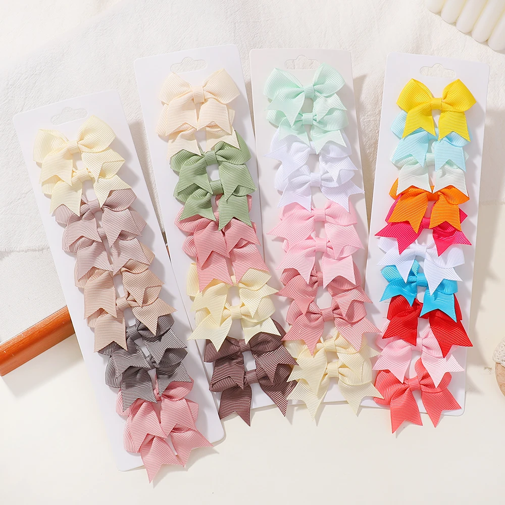 10 stks/set Nieuwe Leuke Effen Lint Strik Haar Clips voor Baby Meisjes Handgemaakte Bows Haarspeld Haarspeldjes Hoofddeksels Kinderen Haar Accessoires