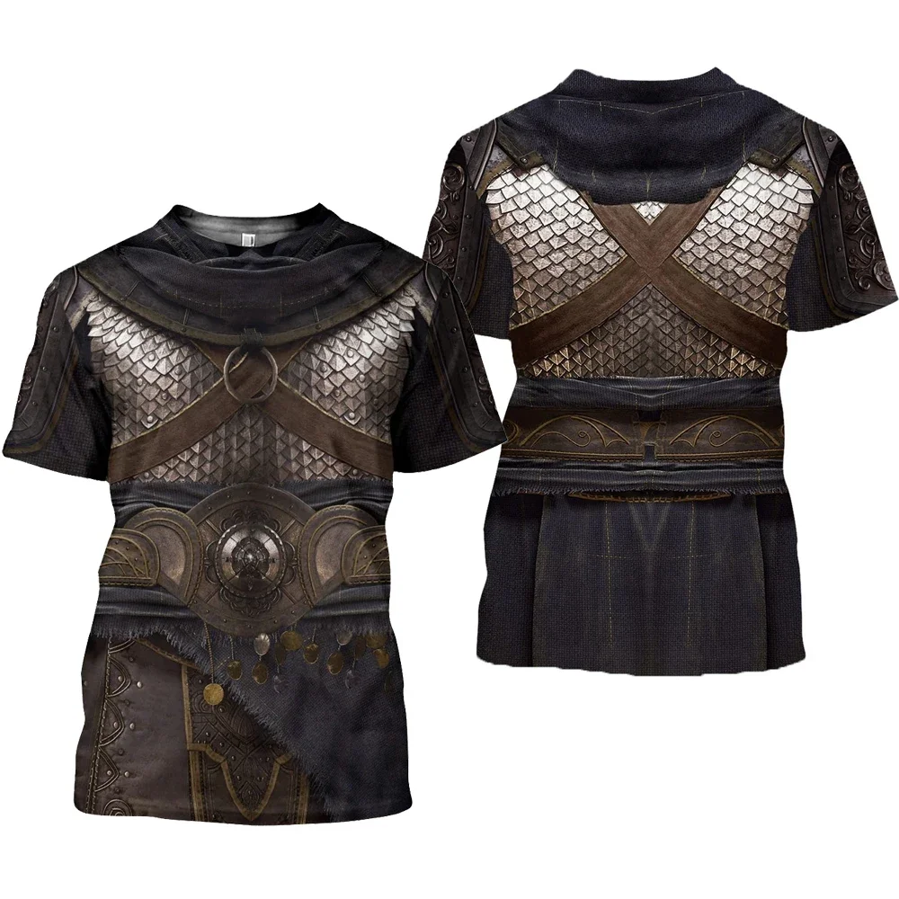Knight Temple Street Casual Men's and Women's T-shirts, Medieval Armored T-shirts, 3D Printed Harajuku Summer Short-sleeved T-sh