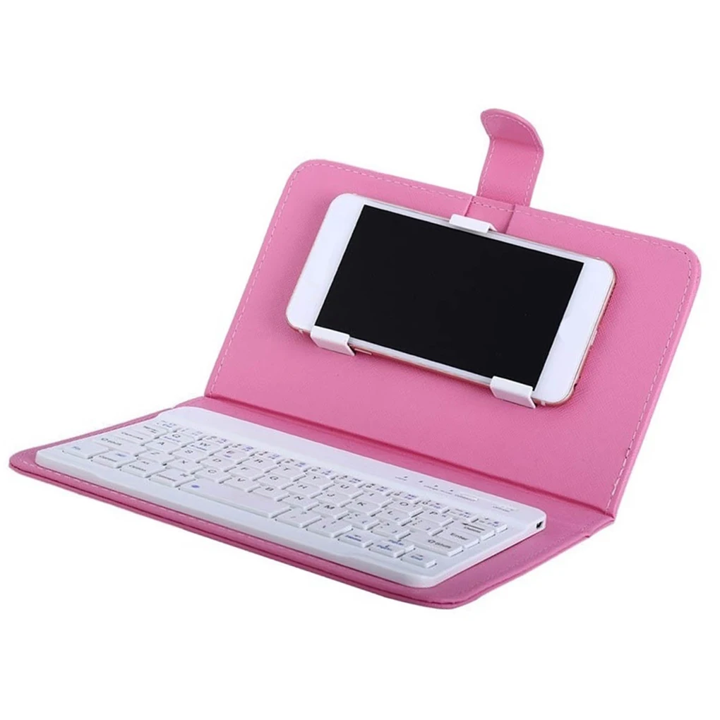 Portable Bluetooth Keyboard Case Mobile Phone Wireless Keyboard PU Leather Protective Cover