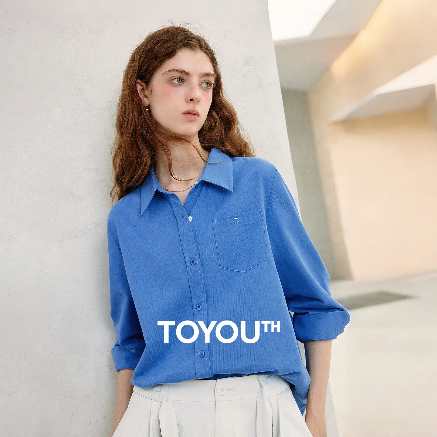 

TOYOUTH Women's Pure Cotton Cavalry Twill Blouse 2026 Autumn New Long Sleeve Loose Fit Athletic Preppy Lazy Commute Style