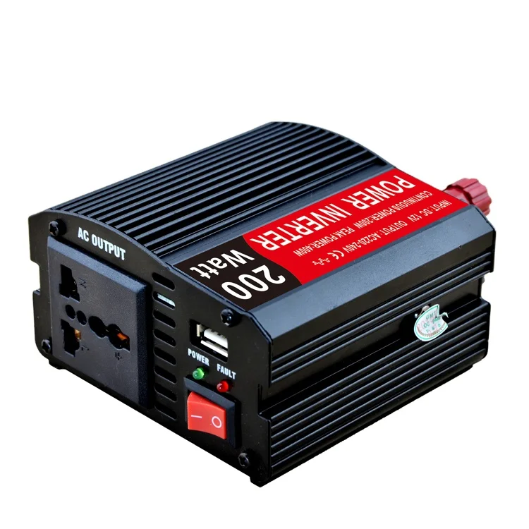 High Working Efficiency 200W Car Power Inverter Dc to Ac Modified Sine Wave Inverter Suitable for Mobile Phone