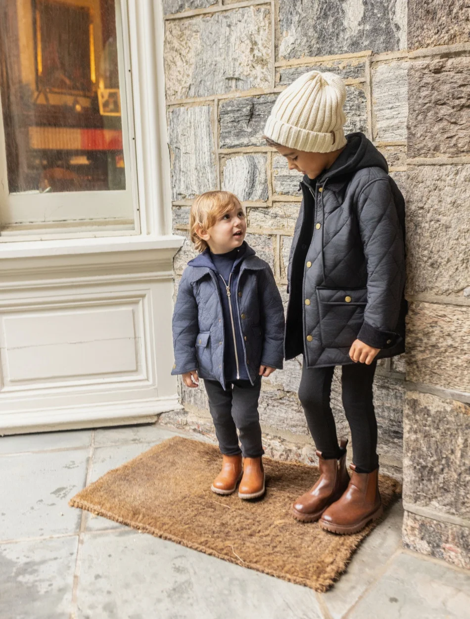 AP 26AW Kids' Quilted Hooded Jacket Detachable hoodies Diamond Stitching Warm Winter Coat