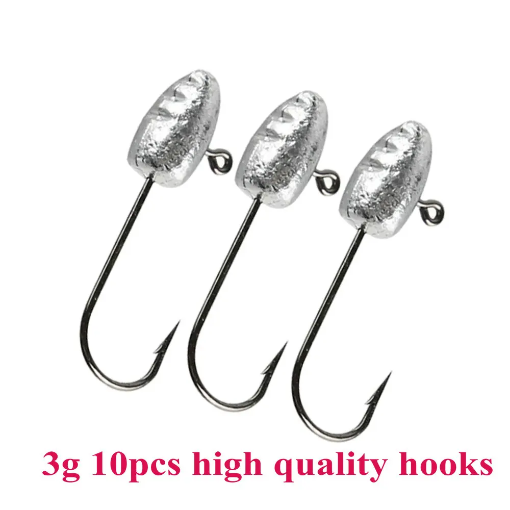 Jigging Hooks 3g 5g 7g 10Pcs/Lot Fishing Carbon Steel Hook For Worm Jig Head Hook For Fishing Accessory Fishing Tackle