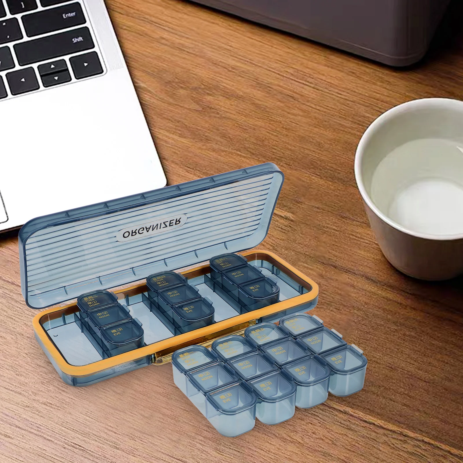 

Large Capacity Pill Box Portable Organizer Weekly Multi-Grid Storage Durable Wear-Resistant Household Small Convenient Dispenser