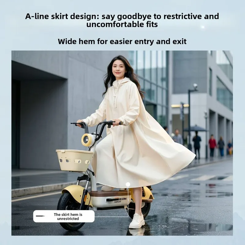 Scooter Raincoat Separated Human‑Vehicle Design Long Full Body Heavy Rain Poncho Portable Adults
