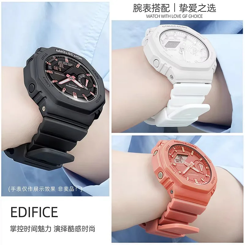 المطاط حزام ل كاسيو G-SHOCK GM-S2100 النساء الراتنج الإفراج السريع مقاوم للماء حزام الساعات خاص محدب سوار إكسسوارات