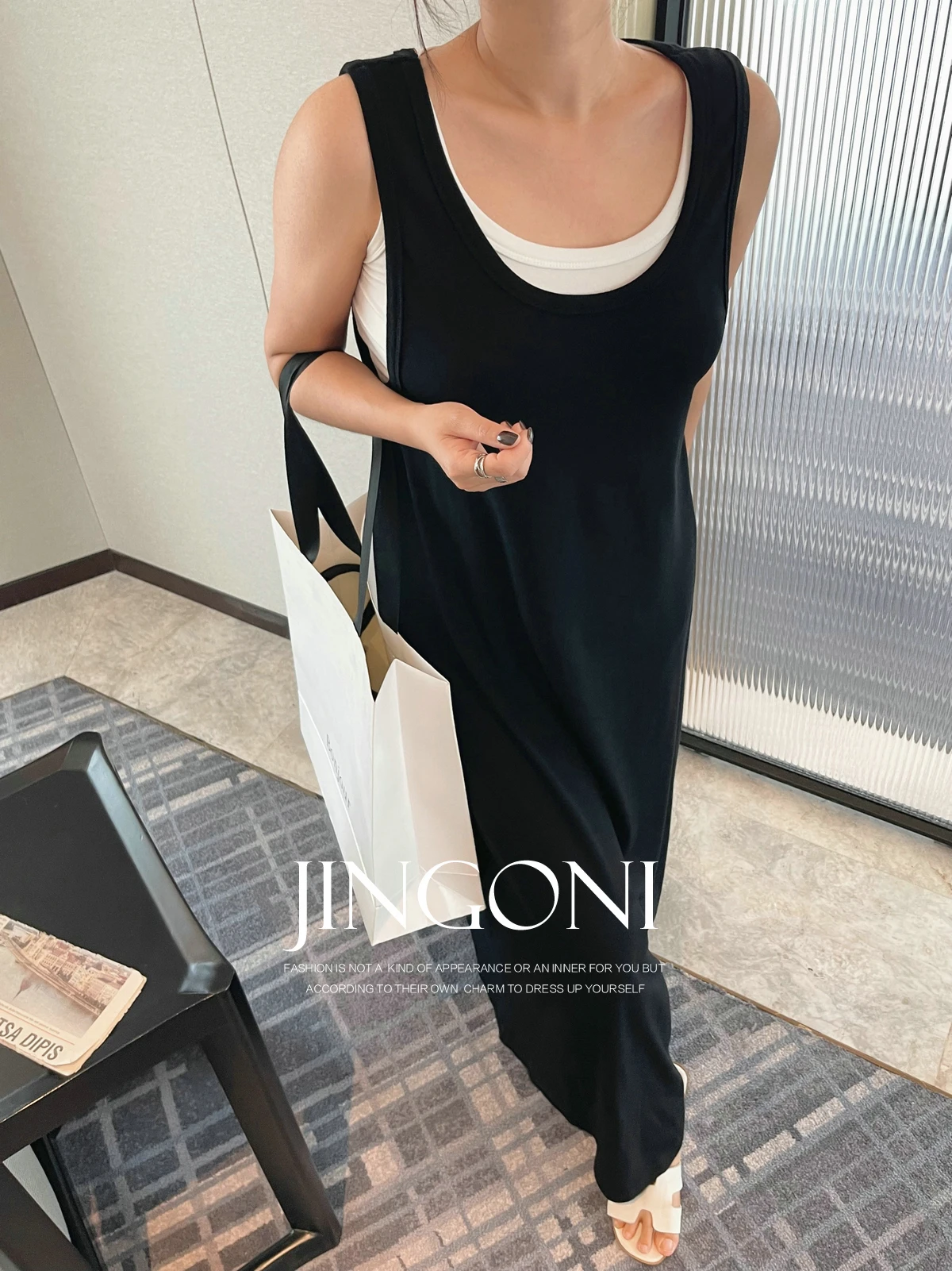 Double Layed Black Tank Sleeveless Dress Women Clothing 2024 Summer Fashion Korean Style New Elegant Vintage Party Long Robe