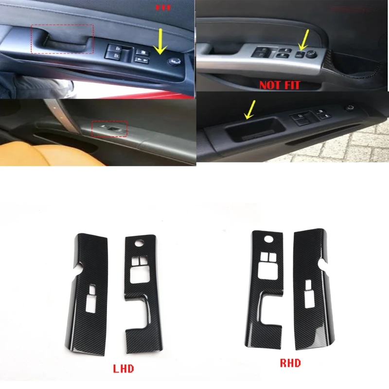 LHD RHD For Nissan 350Z 2003 2004 2005 2006 ABS Carbon Fiber Interior Door Armrest Window lift Switch glass Panel Cover Trim