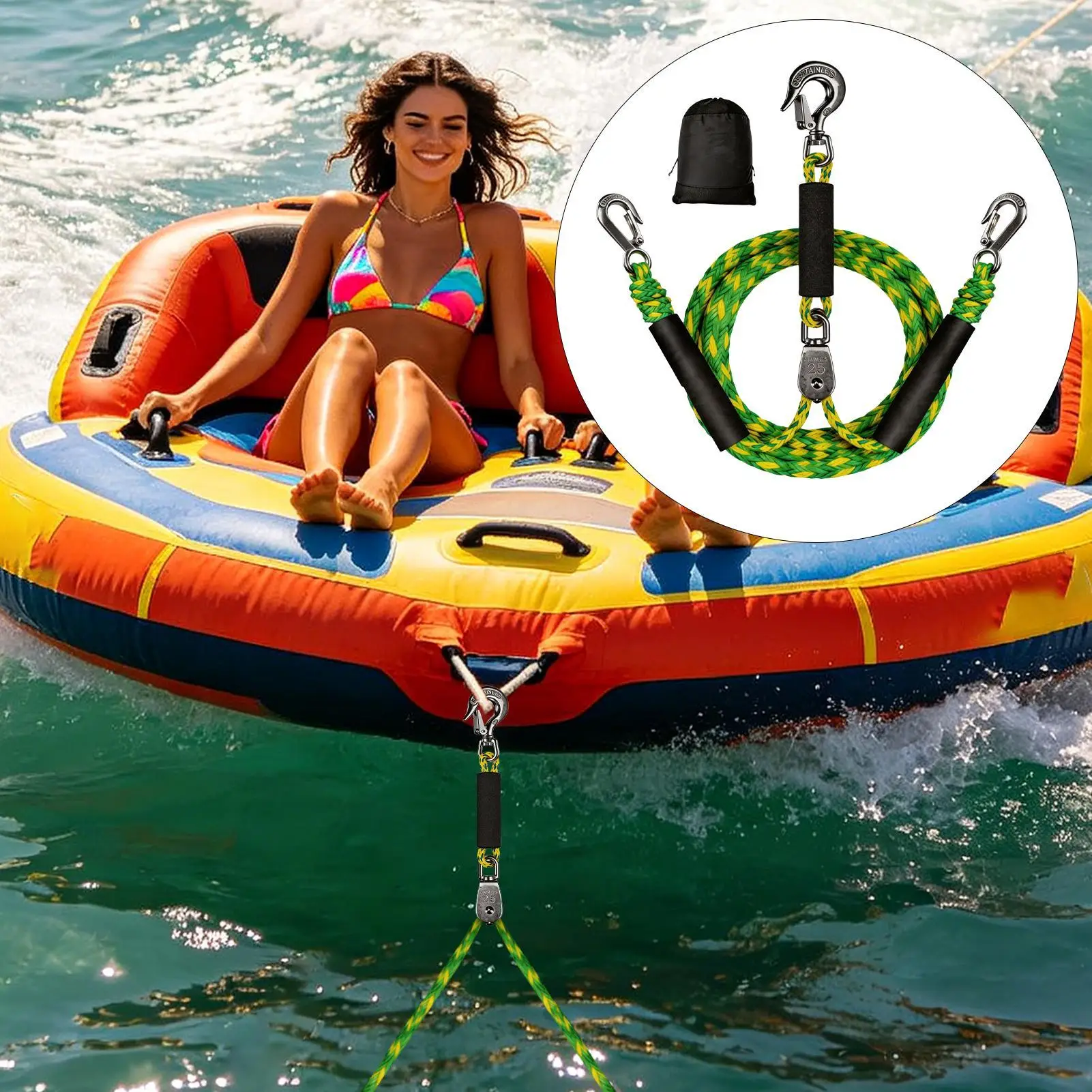 Cuerda de remolque para embarcaciones, deportes acuáticos, wakeboard, esquí acuático, lago, piscina, camping, canoa, pontón, kayak, pesca