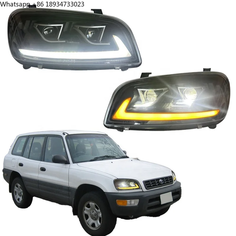 

Фара для Toyota RAV4 RAV 4 1998 1999 2000, обновленная светодиодная фара с 2 линзами, DRL, указатели поворота, лампа 12 В, автозапчасти