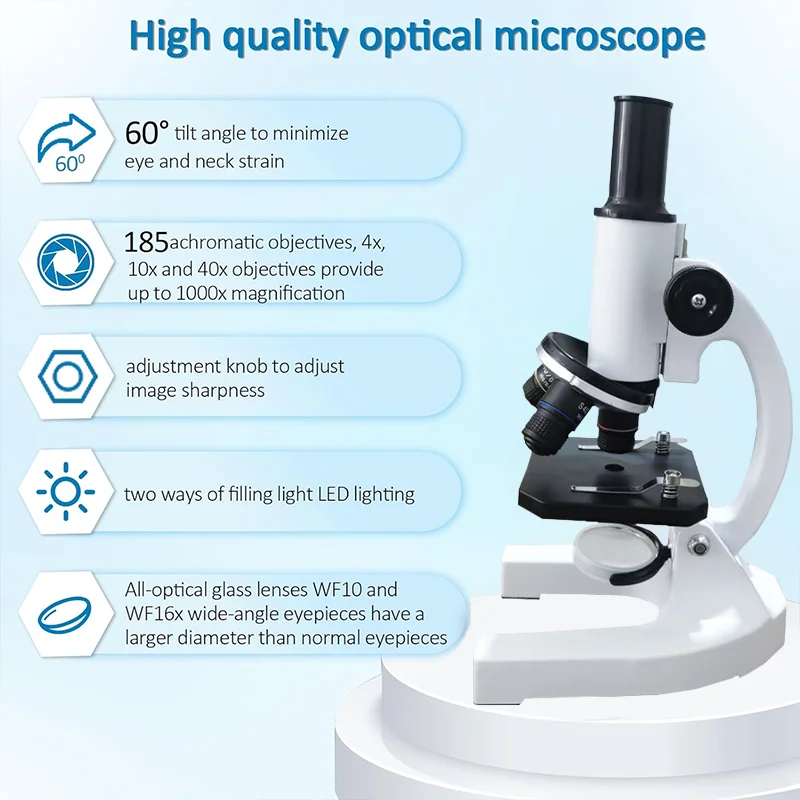 40X-1000X Magnification Microscope for Kids Students Adults, Compound Biological Instrument for Home School Science Learning