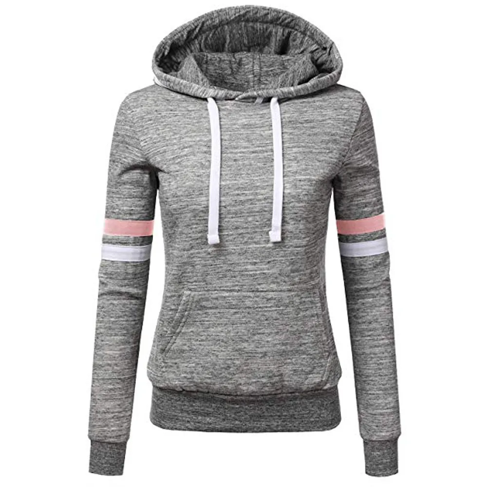 

Stripe Long Sleeve Pullovers Tops 2024 New Loose Casaul Hooded Sweatshirt With Pocket Versatile ropa de mujer Sportwear Clothing