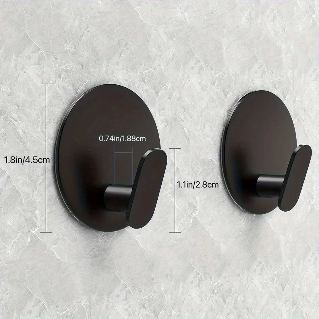 2Pcs Black wall hanger - An easy-to-install adhesive towel hook, suitable for bathrooms, kitchens, clothes, hats and keys