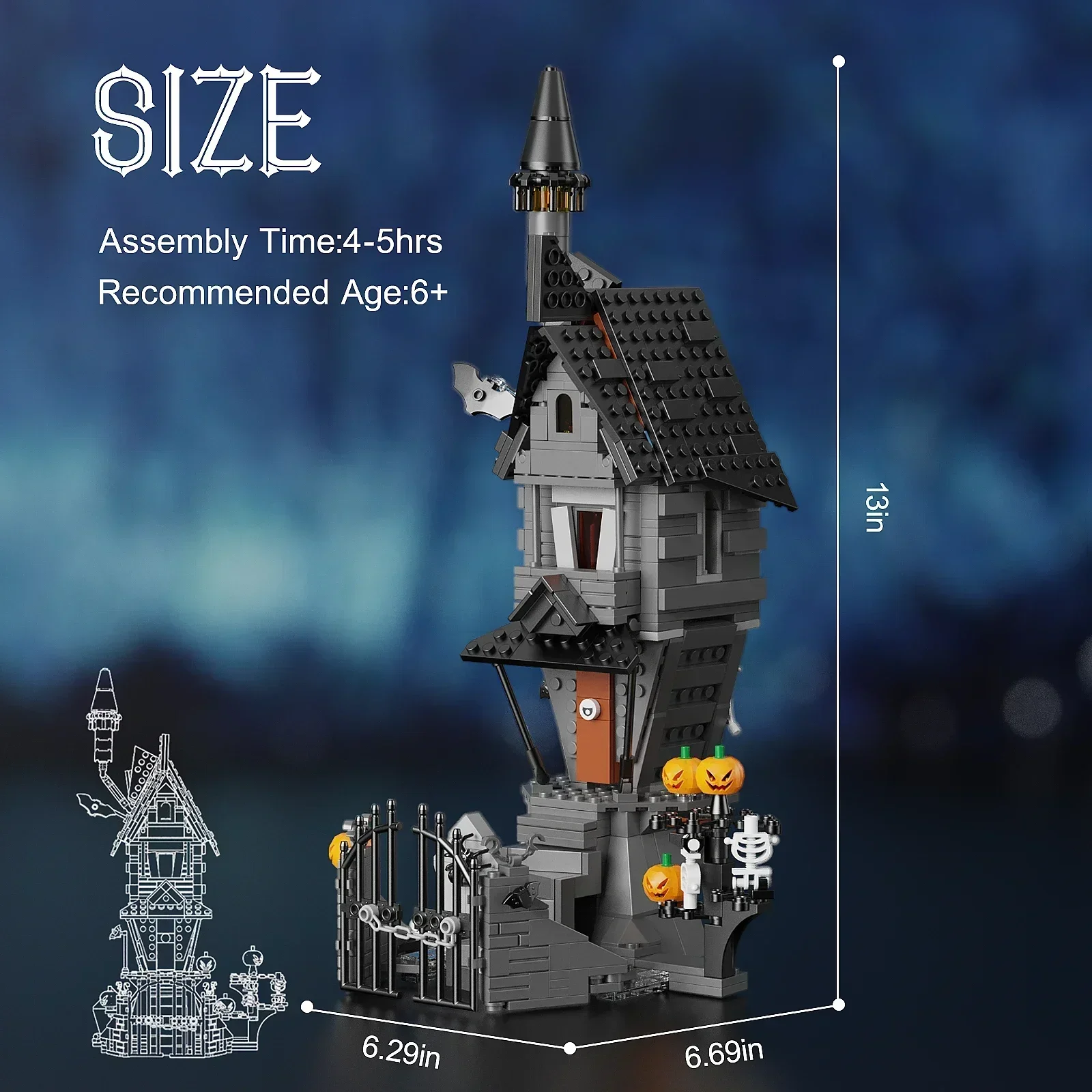 MOC Haus-Nightmare Before Bausteine Set Geist Skelett Hütte DIY Ziegel Spielzeug Kinder Weihnachten Halloween Geburtstag Geschenk