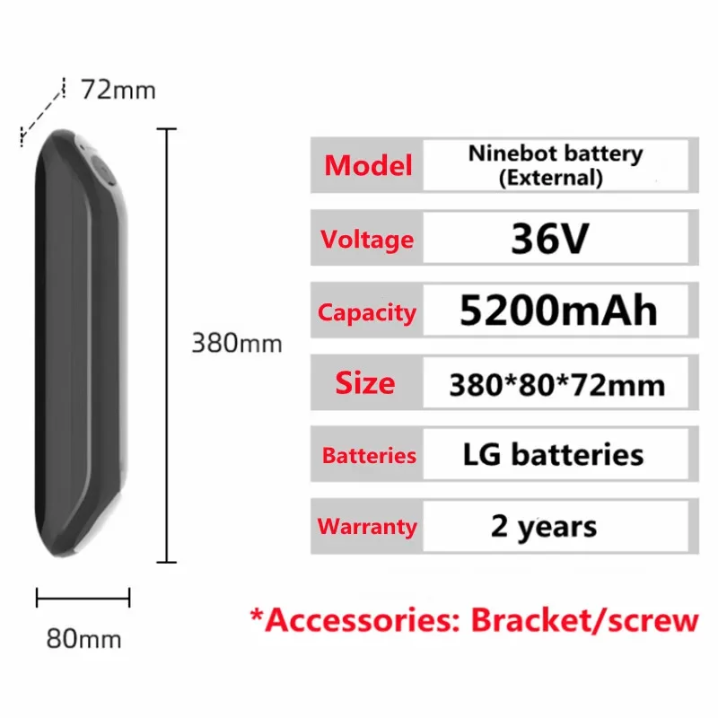 Original External Battery Ninebot Segway ES1 ES2 ES4 E22 Smart Electric Scooter 36V 5200mAh Scooter Accessories With Bracket