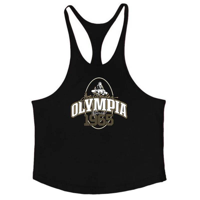Olympia fitness vest  muscular men's fitness gym base shirt thin shoulder strap pure cotton foreign trade AliExpress trend