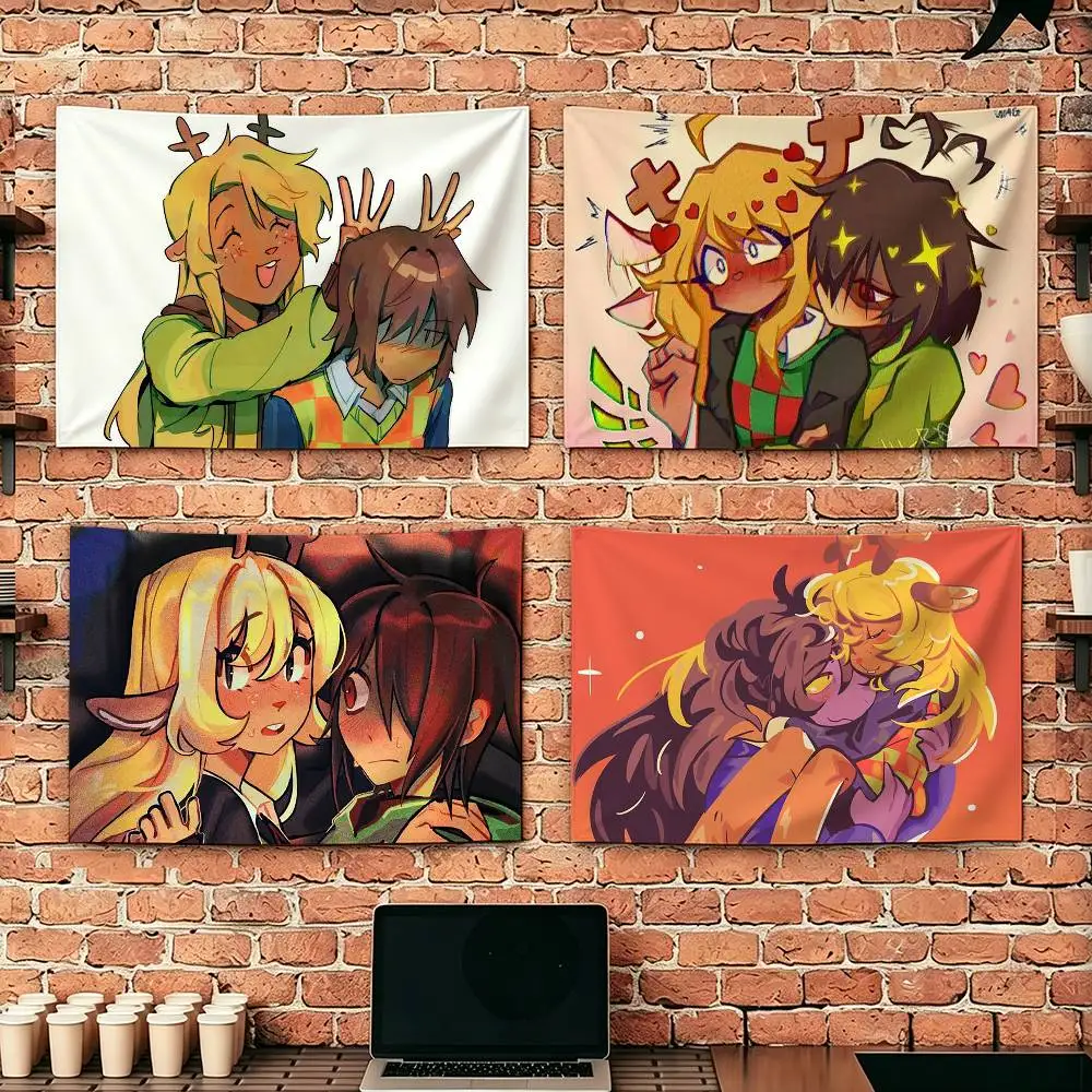 Noelle Kris D-Deltarune Game  Flags Suitable For Party Club Outdoor Interior Wall Decoration Banner Fans Gift