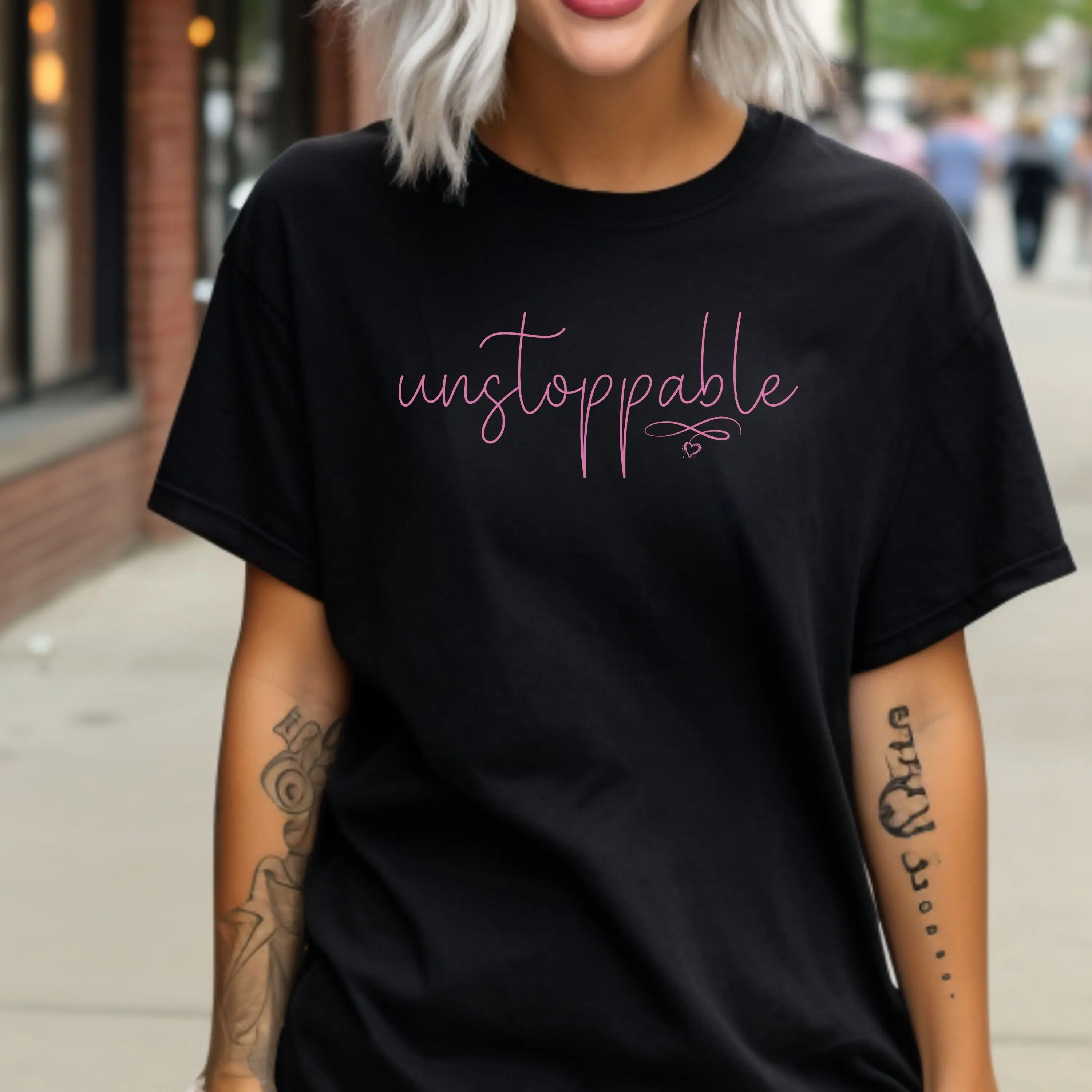 Power Women T Shirt Minimalist Ink And Quotes She Is Unstoppable Inspirational Women'S Day