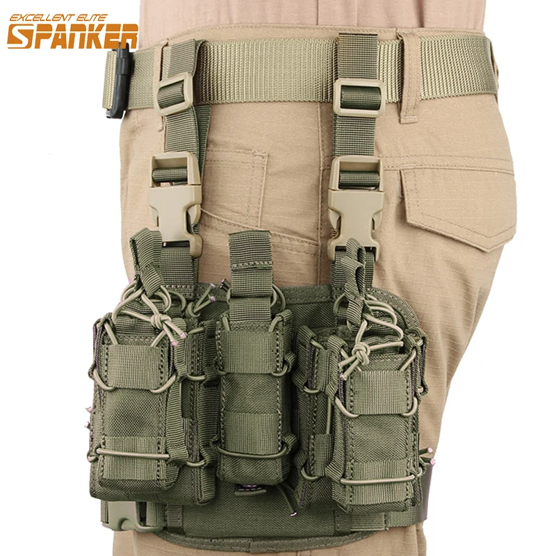 Tactical Drop Leg Panel Combination Thigh Platform with Pistol Mag Pouch Hunting MOLLE Mag Bag Adjustable Universal Holster