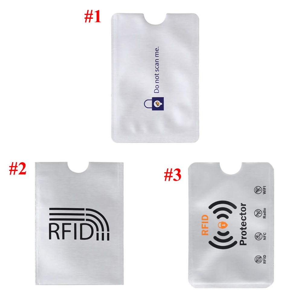 10ชิ้นป้องกันการสแกน RFID การปิดกั้นอลูมิเนียมกระเป๋าเก็บบัตรป้องกัน RFID กระเป๋าสตางค์ซองป้องกันบัตรประจำตัวบัตรธนบัตร