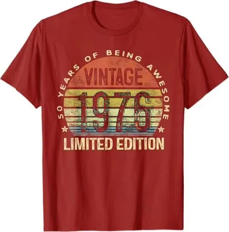 Vintage 1976 Limited Edition 50 Jahre alt Geschenke zum 50. Geburtstag T-Shirt Damen Herren Mode T-Shirt mit tollem Spruch Mama Papa Geburtstagsgeschenk – Detail 7