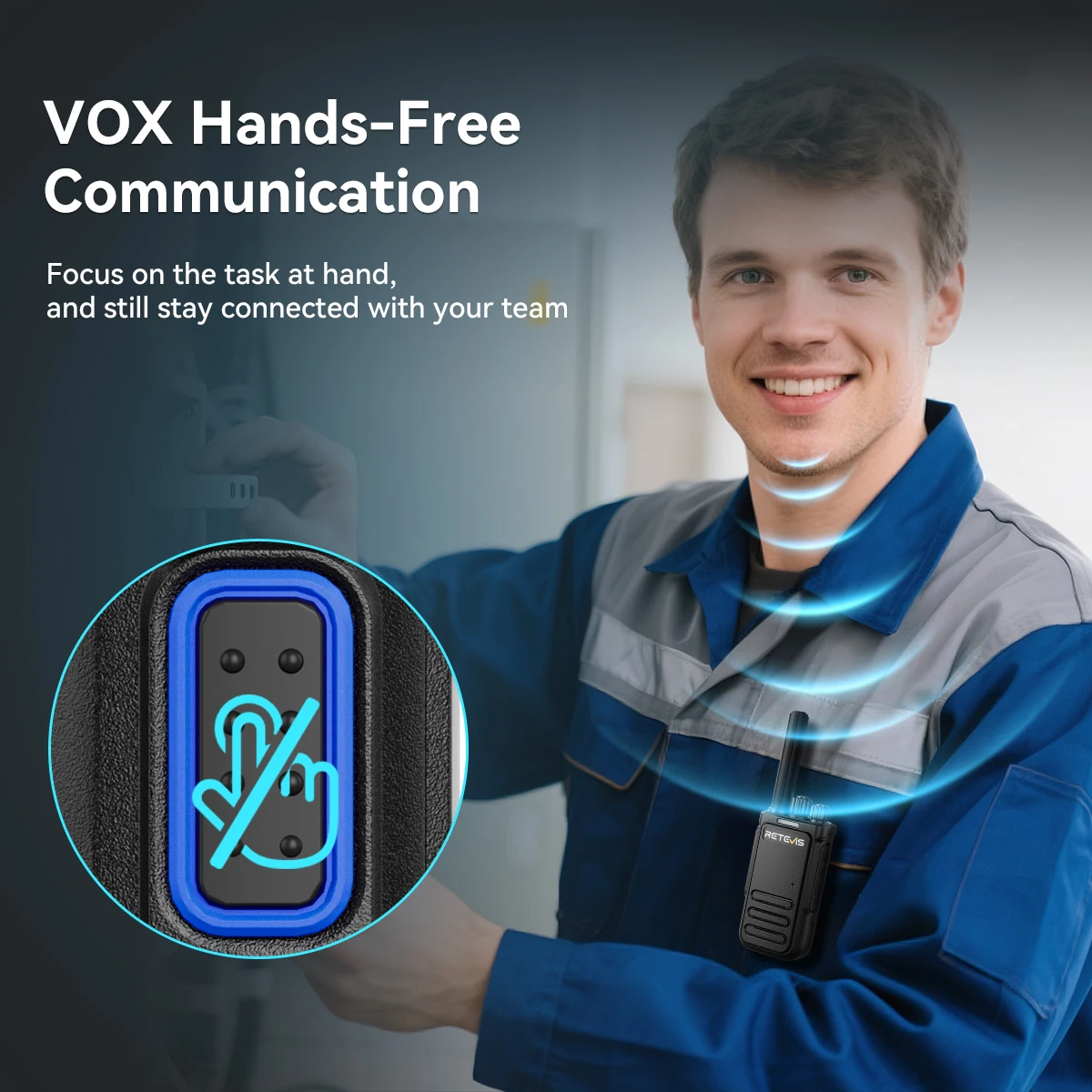 Retevis MateTalk B64 Walkie Talkie PMR Tragbares Funkgerät Rauschunterdrückung Langlebiges VOX TypeC Mehrsprachiges Radio für die Fabrik – Detail 7