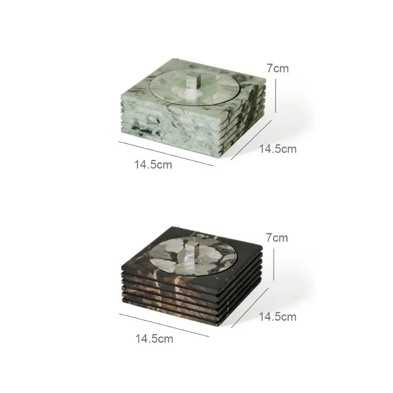 Vintage Natural Marble Stone Jewelry Box With Lid Organizer Candy Jar Home Decor Storage Organizer Square Container Vessel