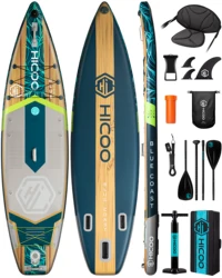 HICOO Waterproof  SubBoard Inflatable Paddle Board 11'x34''x6''Adult Standing Style Aquatic Fishing With Accessories SUP