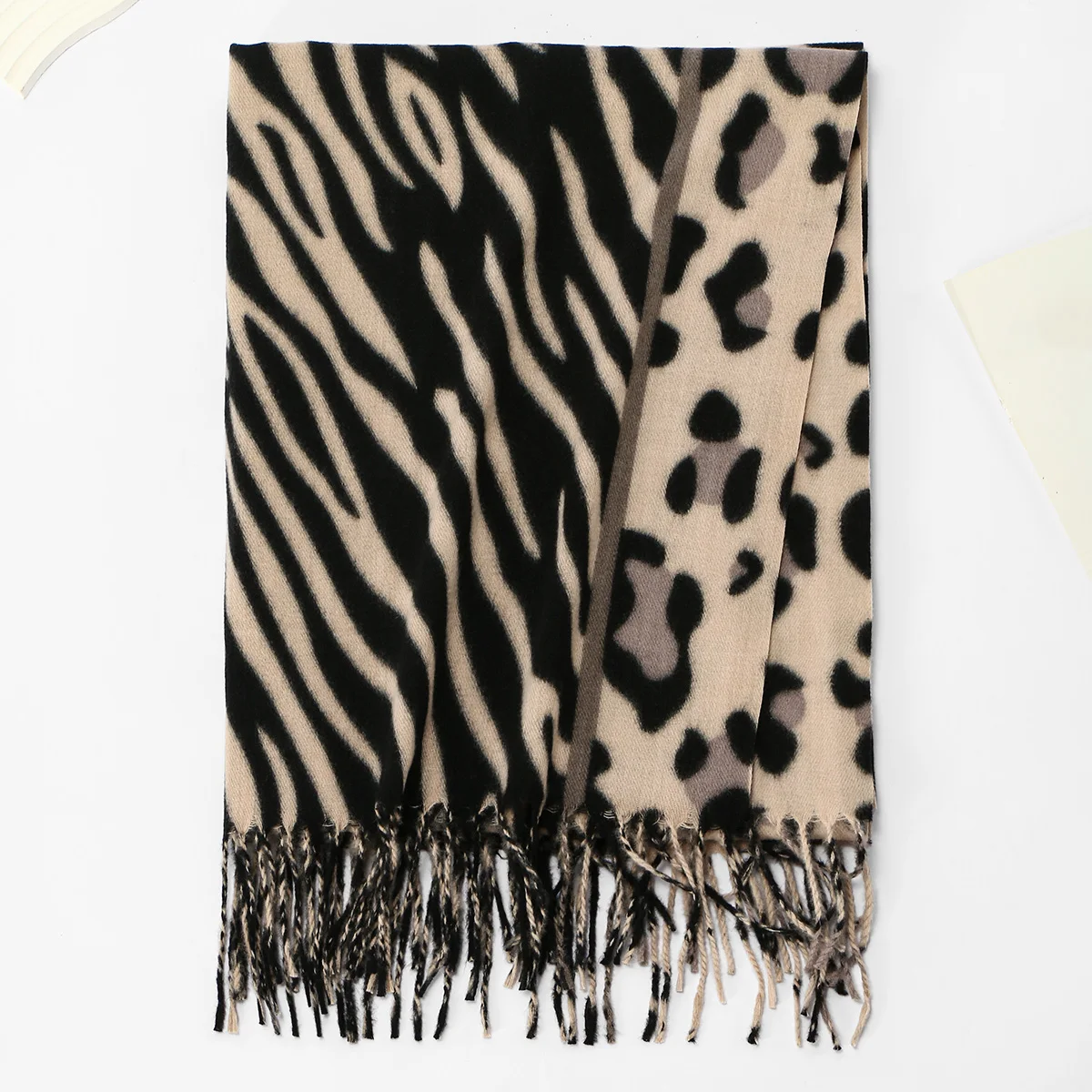 Neuer Leoparden-Kaschmirschal für Damen, Winter, hält warm, modischer kariertes, langer Schal, Damen-Wickel, dicker Pashmina, für den Außenbereich – Detail 25
