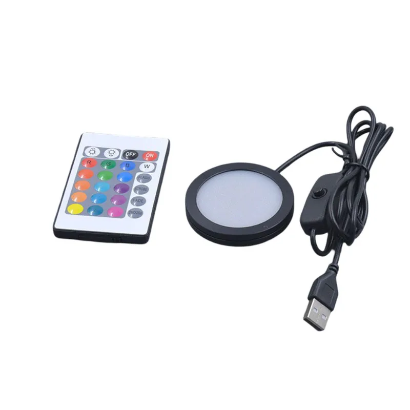 USB 5V 5W Slim LED RGB Under Cabinet Light Remote Control Adjustable Color Brightness 3D Printing Night Light DIY for Bookcase