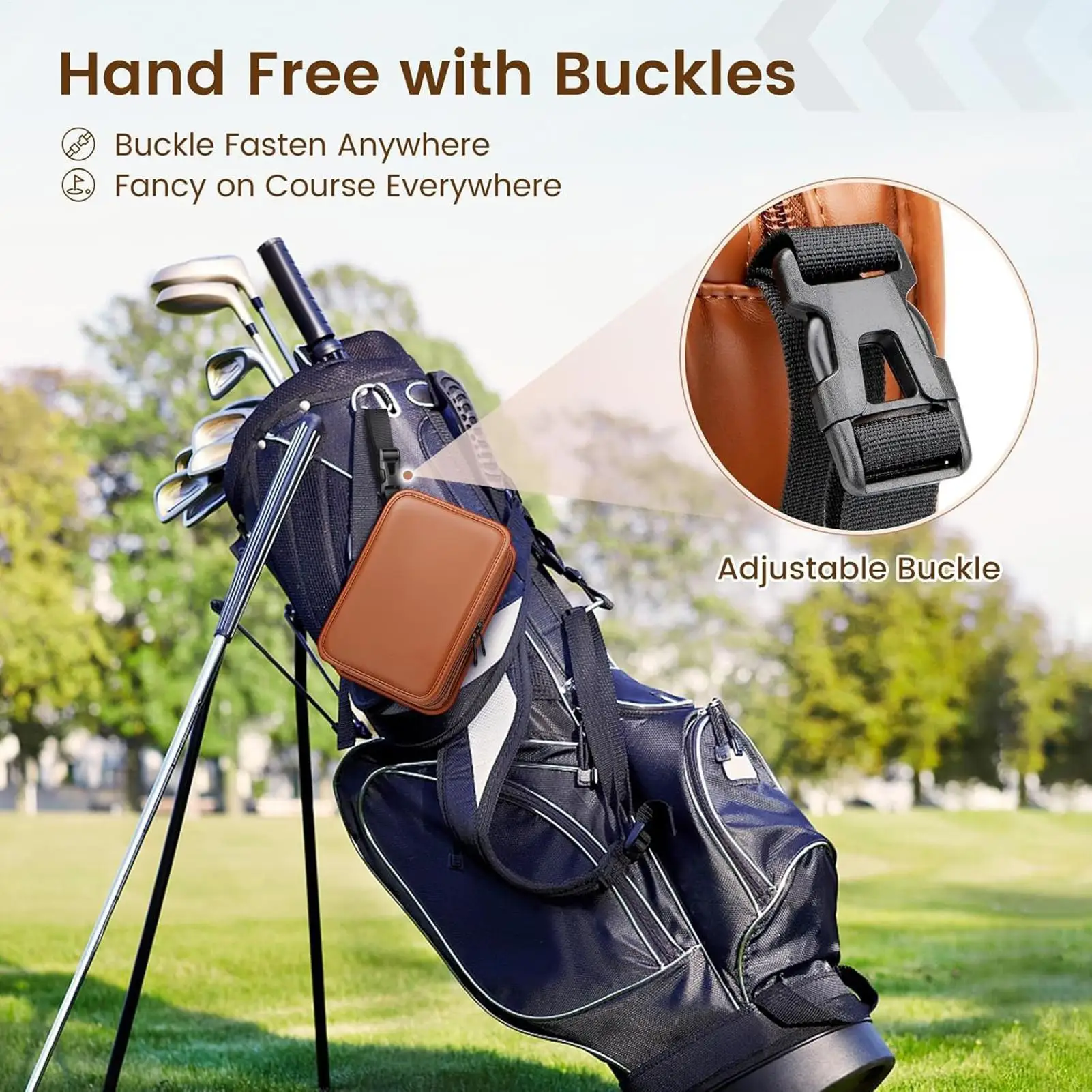 Golf Tool Kit Bag Waterproof PU Leather Pouch with Range Finder Repair Tool Golf Club Cleaning Accessories Set Storage Box Golf