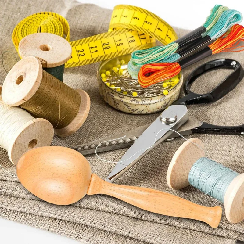 Kit di forniture per la decorazione da 2 pezzi uovo per la decorazione di calzini forniture per la decorazione in legno di funghi Darning con aghi per gli occhi cucito