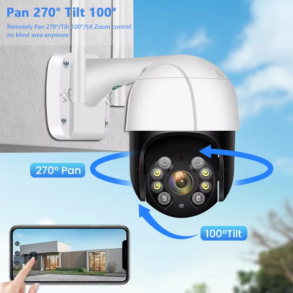 8MP PTZ WiFi IP Camera 4K AI Human Detection Color Night Vision  Audio Video Surveillance Cameras Outdoor Security CCTV Camera