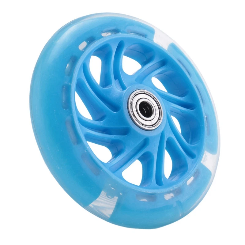 2 paia di luci LED per scooter per bambini da 120 mm ruote lampeggianti con cuscinetti ruote per scooter lampeggianti a LED anteriori/posteriori, blu