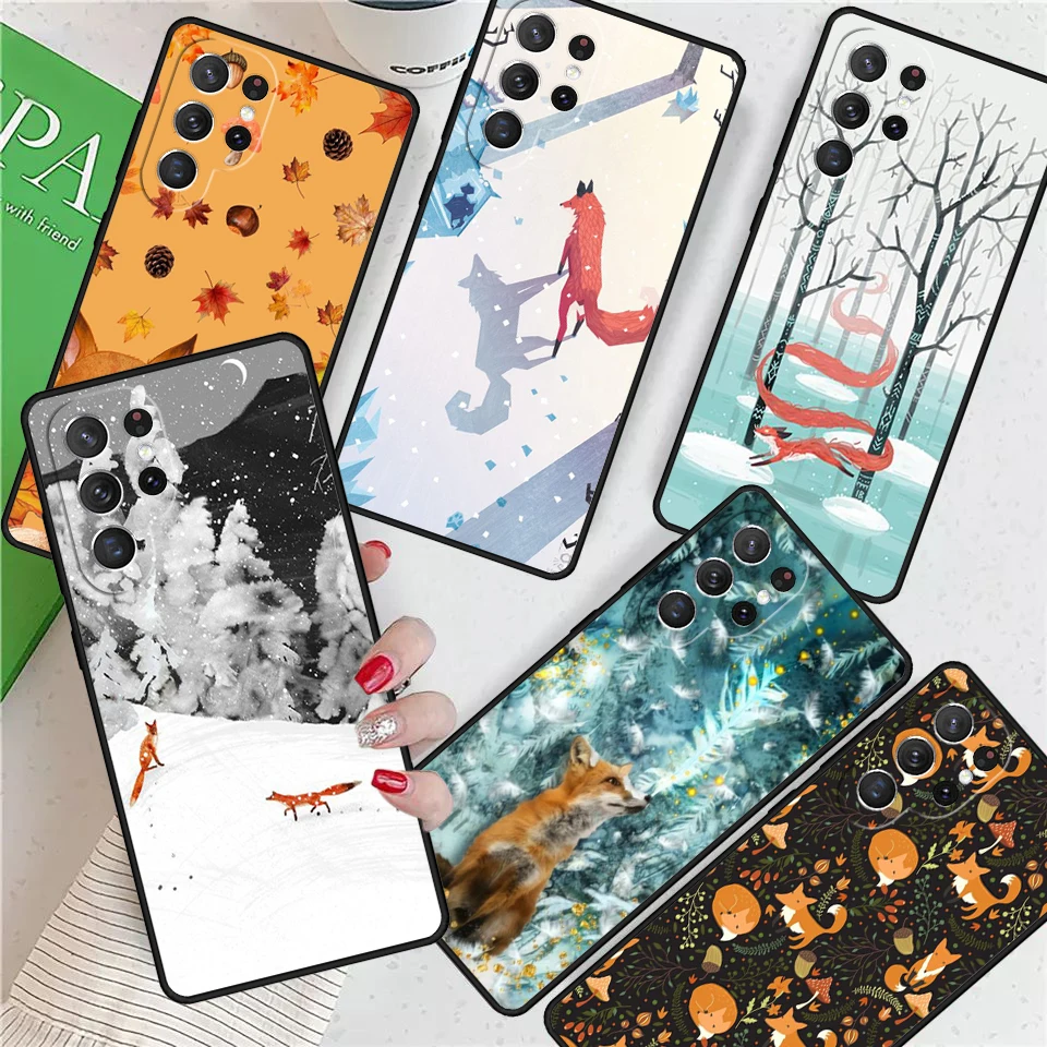 Winter Fox Foxes For Samsung Galaxy S24 Ultra S21 S22 S8 S9 S10 5G Note 10 20 Plus FE S23 Phone case Cover Coque